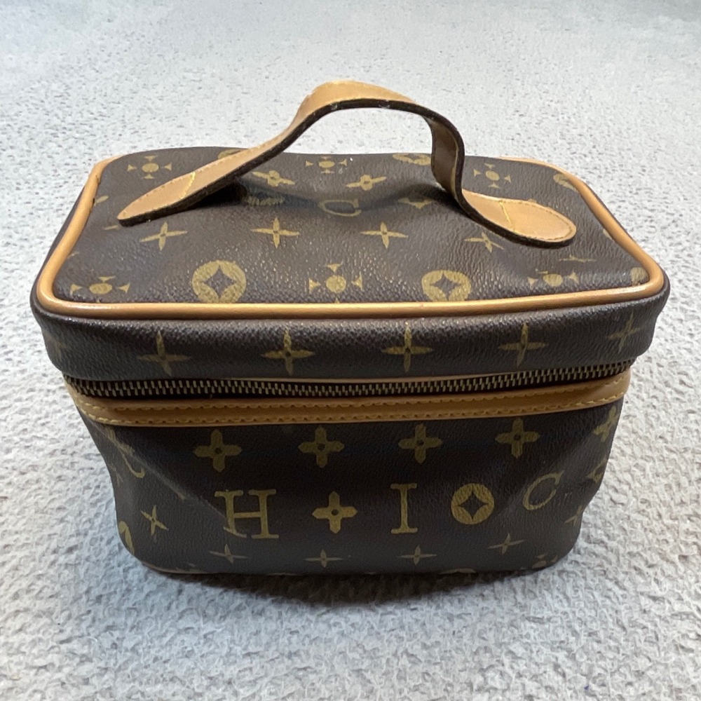 Allegro Monogram Vanity Case Women OS Brown Fair Travel Cosmetic Makeup Bag